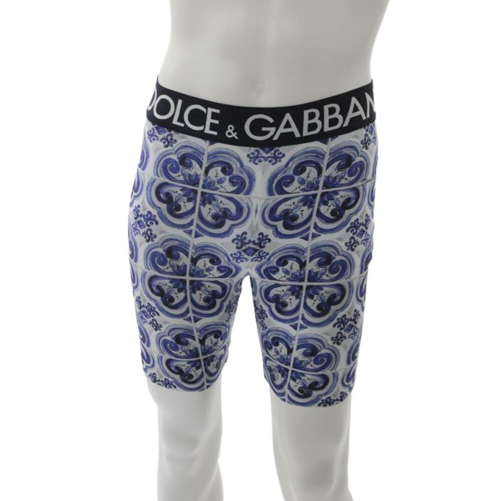 Dolce & Gabbana Mens Boxer Brief Blue Geometric Majolica Size 38